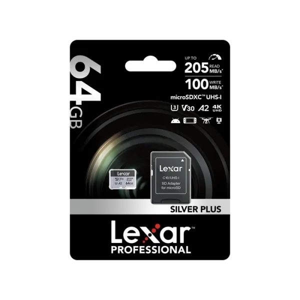 LEXAR Carte microSDXC Silver Plus 64 Go