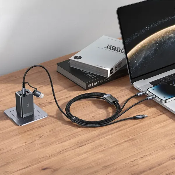 MCDODO Câble de Charge USB-C + USB vers Lightning + USB-C + Micro USB 100W 1.2m