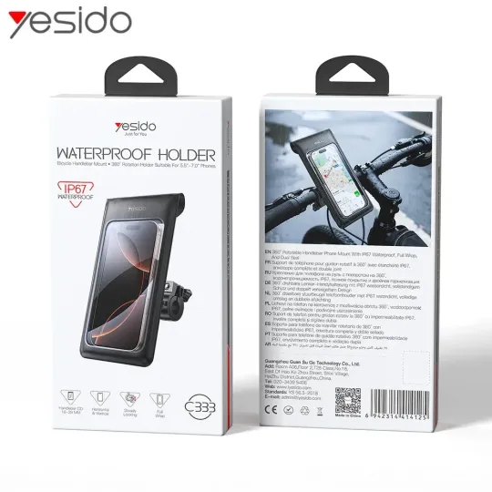 YESIDO Support Smartphone pour Vélo Étanche Emballage