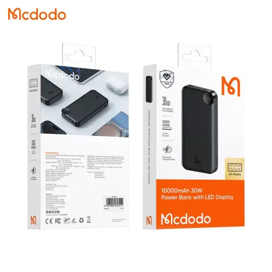 MCDODO Power Bank Batterie Externe 10000mAh 30W avec Écran Digital Emballage