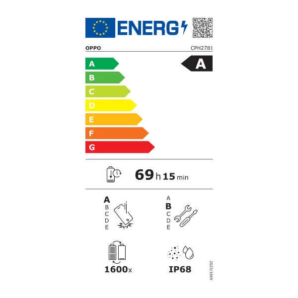 OPPO A6 Pro 5G - Neuf Etiquette énergétique