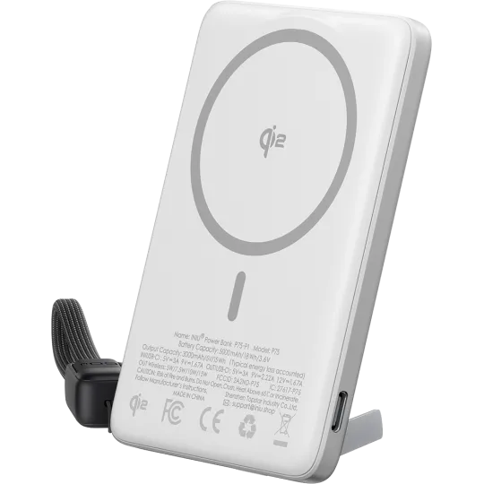 INIU MagPro Slim Powerbank sans fil MagSafe/Qi 5000mAh 15W Blanc