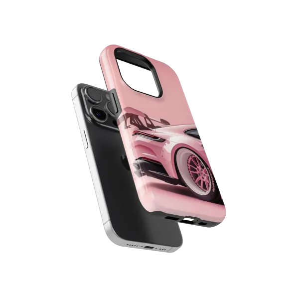 Pink Porsche RWB | Coque de téléphone 3D 2en1 Ultra-résistante