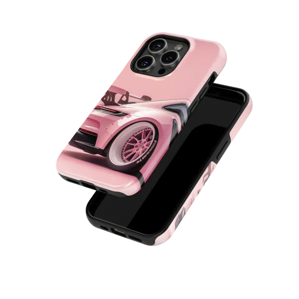 Pink Porsche RWB | Coque de téléphone 3D 2en1 Ultra-résistante