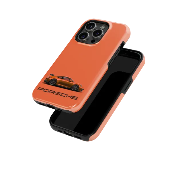 Orange Porsche | Coque de téléphone 3D 2en1 Ultra-résistante