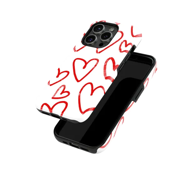 Heart Drawing | Coque de téléphone 3D 2en1 Ultra-résistante
