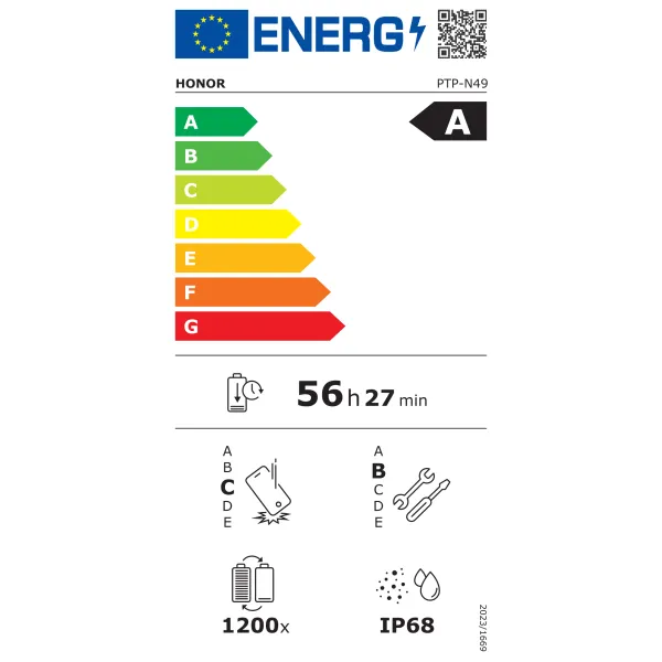 Etiquette énergétique HONOR Magic7 Pro 5G - Neuf