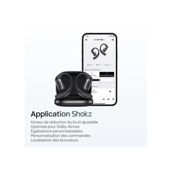 SHOKZ OpenFit Pro Noir - Ecouteurs bluetooth TWS à oreilles libres
