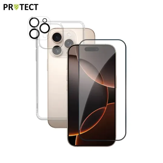 PROTECT Pack de Protection Coque + Protection Lentille + Verre Trempé iPhone 16 Pro