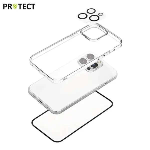 PROTECT Pack de Protection Coque + Protection Lentille + Verre Trempé iPhone (Tous les modèles)