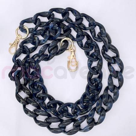 Chaine grosse maille avec pad universel - serie RIVIERA - NOIR&BLEU...
