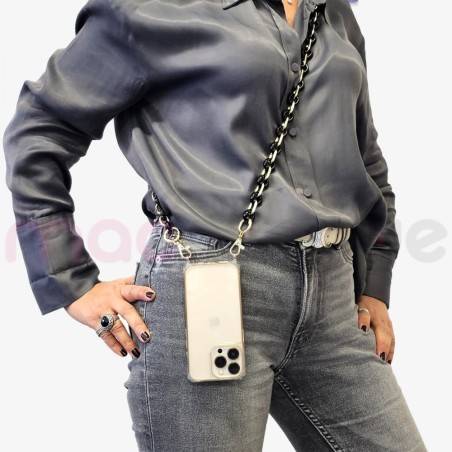 Chaine grosse maille avec pad universel - serie Turino - NOIR&BLEU ...