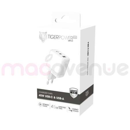 Tiger Lite - TIGER POWER LITE CHARGEUR SECTEUR GAN 45W USB-C USB-A