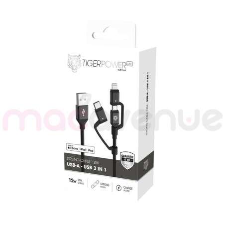 Tiger Lite - TIGER POWER LITE CABLE 3EN1 USB-A USB-C/LIGHTNING/MICR...