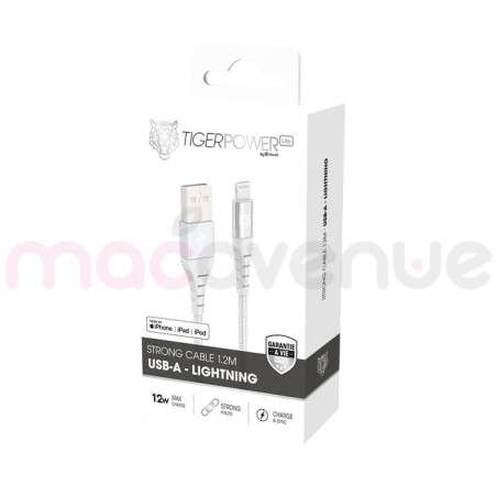 Tiger Lite - TIGER POWER LITE CABLE RENFORCE USB-A LIGHTNING 1,2M B...