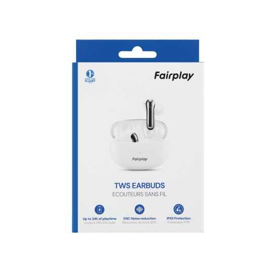 FAIRPLAY OREGON Ecouteurs TWS avec ANC (Réduction de Bruit Active) Blancs