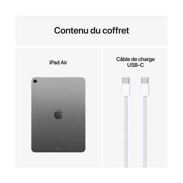 Contenu du coffret APPLE iPad Air 13 Pouces (2024) Puce M3 Gris sidéral - Neuf